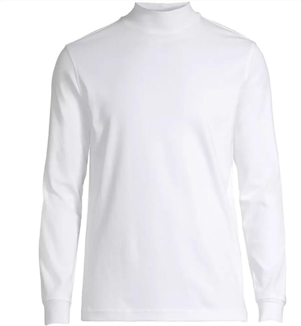Lands' End Men's Cotton Supima Mock Neck White Size XL Tall Long Sleeve 436674